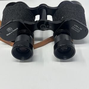 PZO Binoculars LP6x30 Vintage Poland Rare Army Militaria Cold War Leather Case